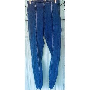 Dk Blue Denim Jeggings SzLG  Skinny Tapered Leg Roma Studio By Rosee Front Seam